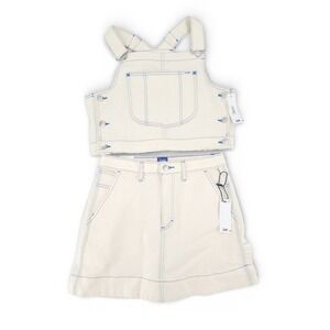 Lee Womens M/28 2pc Skirt Set Cream Denim‎ Cotton Blue Stitch Y2K Utility NWT